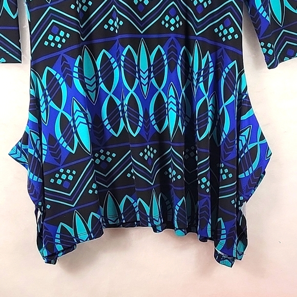 MULTIPLES Embellished Rounded Neckline 3/4 Sleeve Long Tunic Size S - Picture 7 of 8